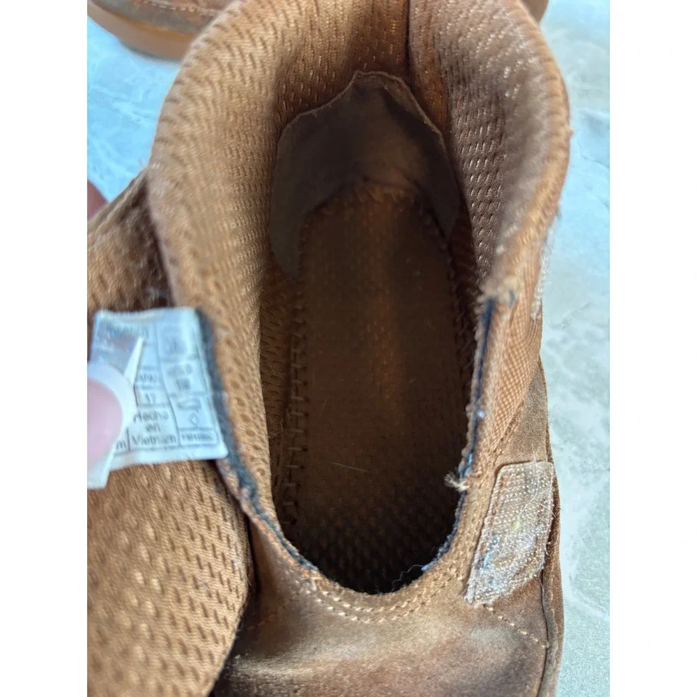 UGG‎ Kids Stryder Chestnut Brown Suede Canvas Mid Top Sneakers Strap Size 10